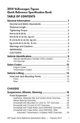 Volkswagen Tiguan 2014 Quick Reference Book