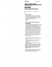 Sony Walkman WM-FX267 Operating Instructions Manual