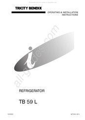 Tricity Bendix TB 59 L Operating & Installation Instructions Manual