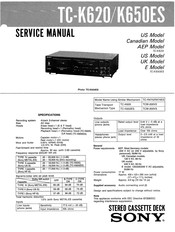 Sony STEREO CASSETTE DECK TC-K620 Service Manual