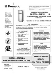 Dometic RM 7651 Installation Manual