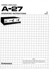 Pioneer A-27 Operating Instructions Manual