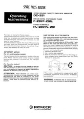 Pioneer PL-Z91 Operating Instructions Manual