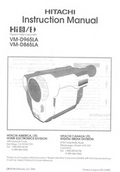 Hitachi Digital 8 VM-D865LA Instruction Manual