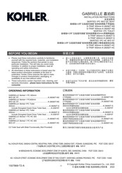 Kohler GABRIELLE K-26093T-NS Installation Instructions Manual
