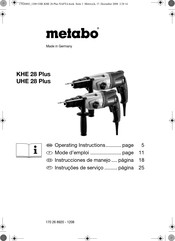 Metabo KHE 28 Plus Operating Instructions Manual