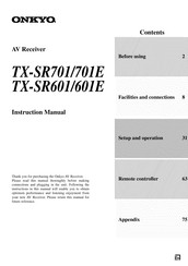 Onkyo TX-SR701 - THX Select Digital A/V Receiver Instruction Manual