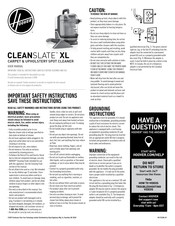 Hoover CLEANSLATE XL User Manual
