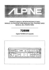 Alpine 7289M Owner's Manual