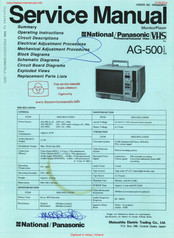 Panasonic National AG-500-EN Service Manual