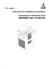 Beko DRYPOINT RAC 300 NA-E Instructions For Installation And Operation Manual