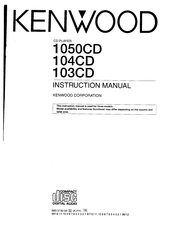 Kenwood 103CD Instruction Manual