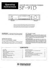 Pioneer SP-91D Operating Instructions Manual