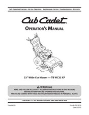 Cub Cadet TB WC33 XP Operator's Manual