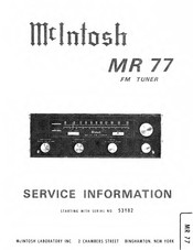 McIntosh MR 77 Service Information