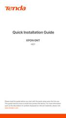 Tenda HG1 Quick Installation Manual