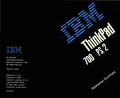 IBM ThinkPad 700 PS/2 Reference Summary