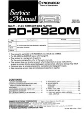Pioneer PD-P920M Service Manual