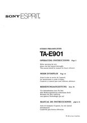 Sony ESPRIT TA-E901 Operating Instructions Manual