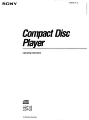 Sony CDP-23 Operating Instructions Manual