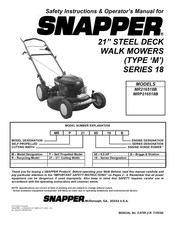 Snapper MR216518B Operator's Manual