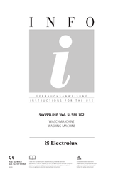 Electrolux SWISSLINE WA SL5M 102 Instructions For Use Manual