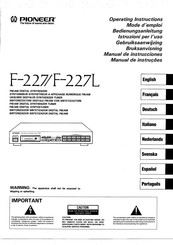 Pioneer F227 Operating Instructions Manual