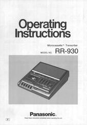 Panasonic transcriber - RR 930 Microcassette Operating Instructions Manual