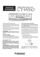 Pioneer CT-W510 Operating Instructions Manual