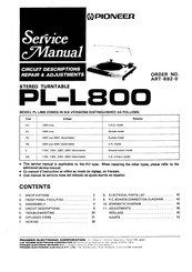 Pioneer PL-L800 Service Manual