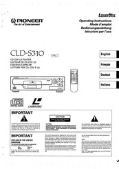 Pioneer LaserDisc CLD-5310 Operating Instructions Manual
