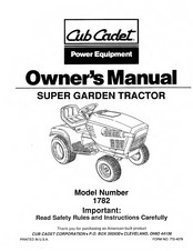 Cub Cadet 1782 Owner's Manual