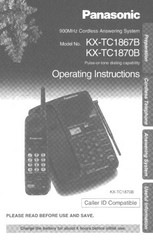 Panasonic KX-TC1870B Operating Instructions Manual