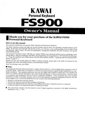Kawai FS900 Owner's Manual