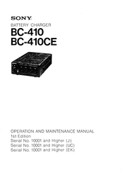 Sony BC-410 Operation And Maintenance Manual