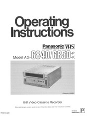 Panasonic AG-6840K Operating Instructions Manual