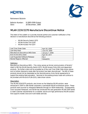 Nortel 2231 Product Support Bulletin