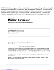 Nortel Meridian Companion 1 Installation And Maintenance Manual