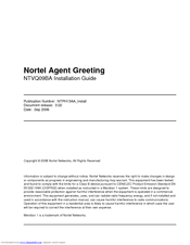 Nortel Agent Greeting NTVQ09BA Installation Manual