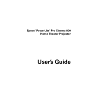 Epson PowerLite Pro Cinema 800 HQV HQV video processor User Manual