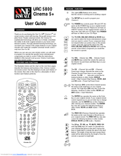 One for All URC-5800 Cinema 5+ User Manual
