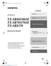 Onkyo TX-SR 803E Instruction Manual