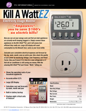 P3 International Kill A Watt EZ P4460 Specifications