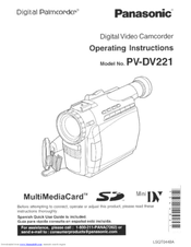 Panasonic PVDV221D - DIGITAL VIDEO CAMCOR User Manual
