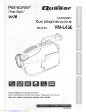 Quasar VML450 - VHS-C CAMCORDER User Manual