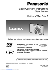 Panasonic Lumix DMC-FX77 Basic Operating Instructions Manual