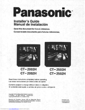Panasonic CT-2002H Installer's Manual
