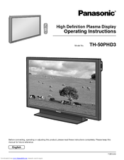 Panasonic TH 50PHD3 Operating Instructions Manual