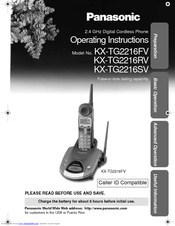 Panasonic KXTG2216B - 2.4 GHZ DIGITAL PHON Operating Instructions Manual