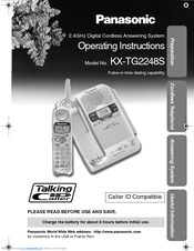 Panasonic KX-TG2248S - 2.4 GHz Digital Cordless Phone Answering System Operating Instructions Manual